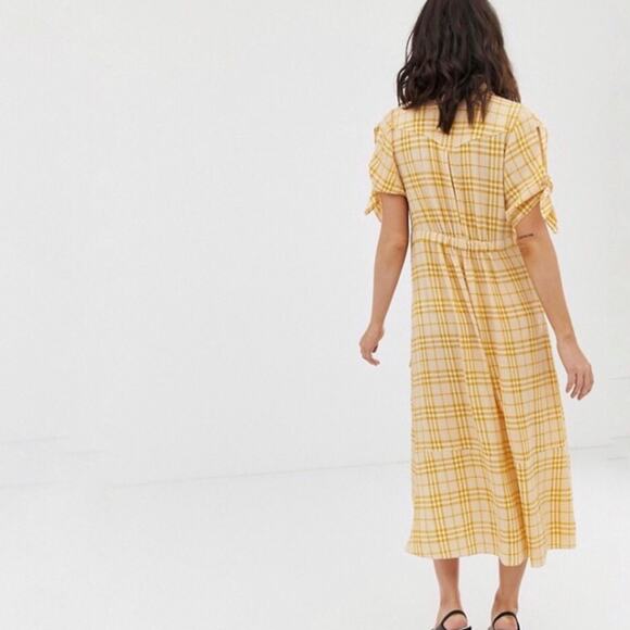 Whistles‎ Alphina check midi dress pastel yellow plaid NWT - Picture 9 of 10